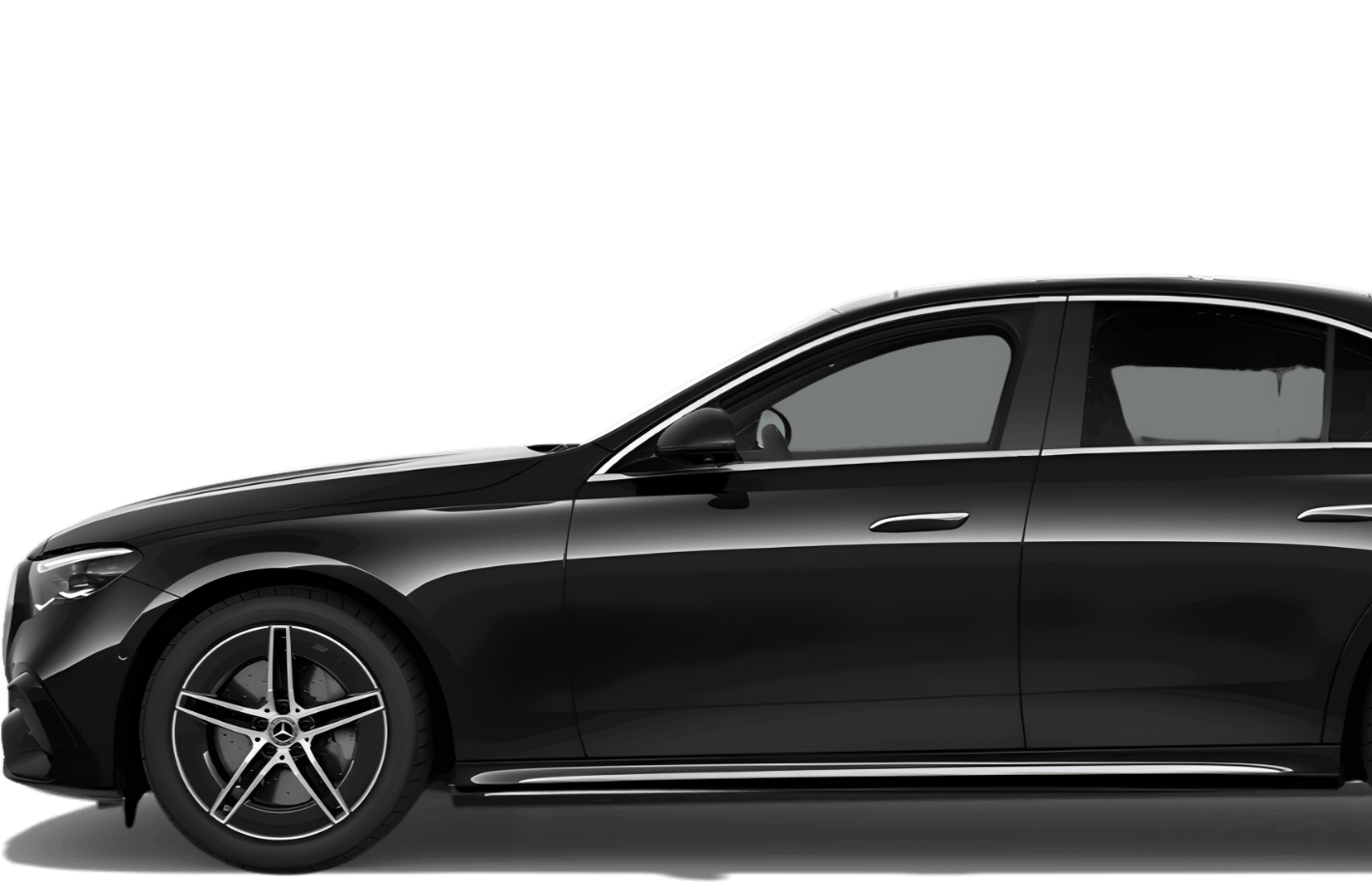black mercedes-benz e-class saloon for executive travellers