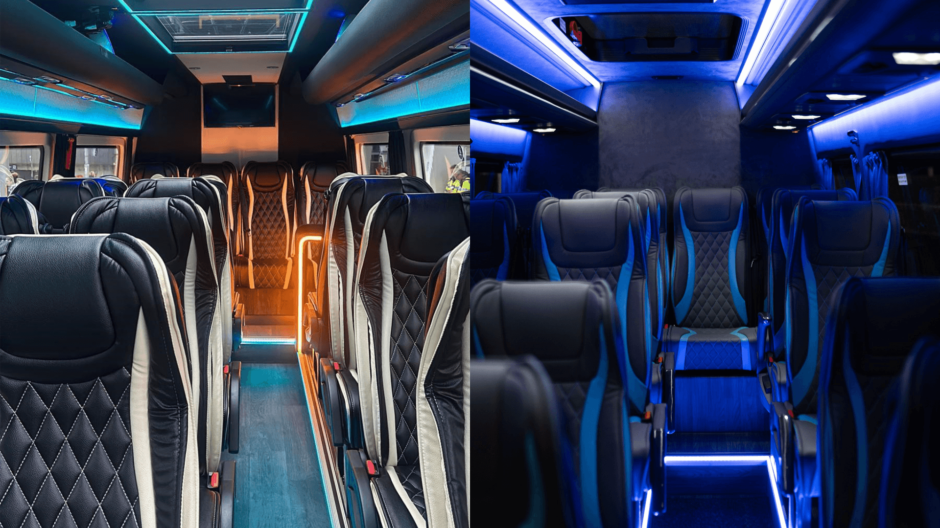 Mercedes-Benz Minicoach interiors with ambient lighting