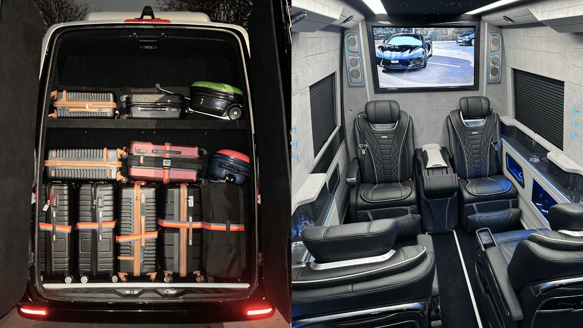 Mercedes-Benz Minicoach storage and Mercedes-Benz Jet Class interior.